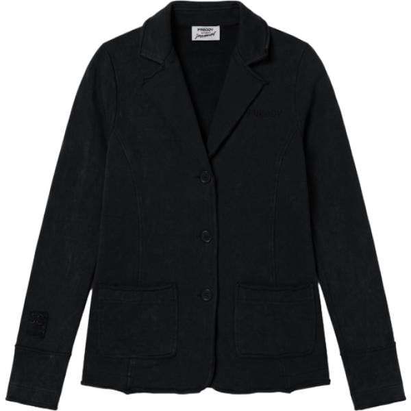 Giacca da donna in nero pece con stampe con scollo in plush Freddy Freddy