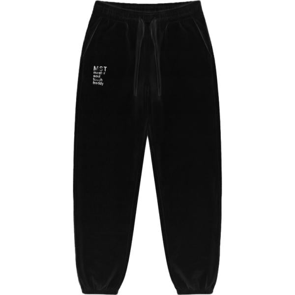 Pantaloni da donna in nero pece con stampe con coulisse in plush Freddy
