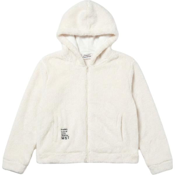 Felpa con cappuccio da donna in bianco avorio con stampe collo con cappuccio cropped a maniche lunghe con zip Freddy