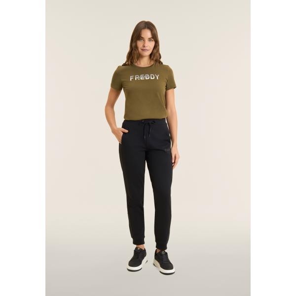 Pantaloni da donna in nero pece con coulisse Freddy