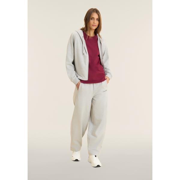 Felpa sportiva da donna in grigio scuro collo con cappuccio maxi a maniche lunghe con zip Freddy