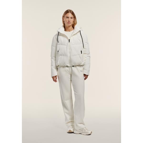 Piumino da donna con strass collo con cappuccio cropped con coulisse Freddy