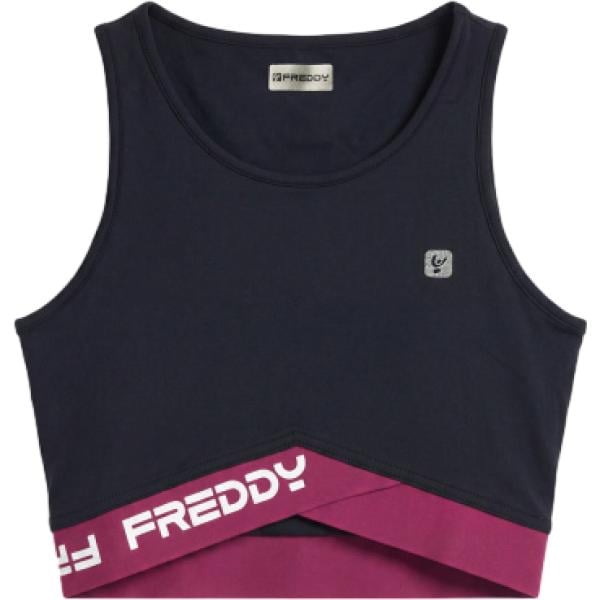 Top sportivo da donna in arancione chiaro collo a v Freddy Freddy