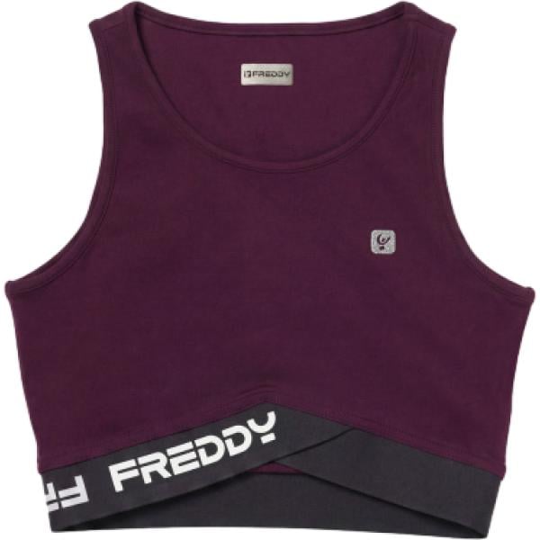 Top sportivo da donna in arancione chiaro collo a v Freddy