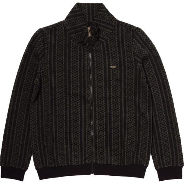 Felpa da donna in nero pece geometrica collo alto con zip in plush Freddy
