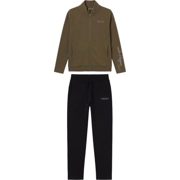 Tuta da donna in grigio chiaro con stampe collo alto completo a maniche lunghe con zip in plush Freddy