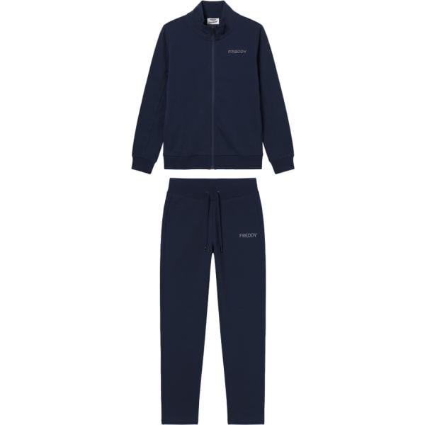 Tuta da donna in blu scuro con perle collo alto con zip in plush Freddy