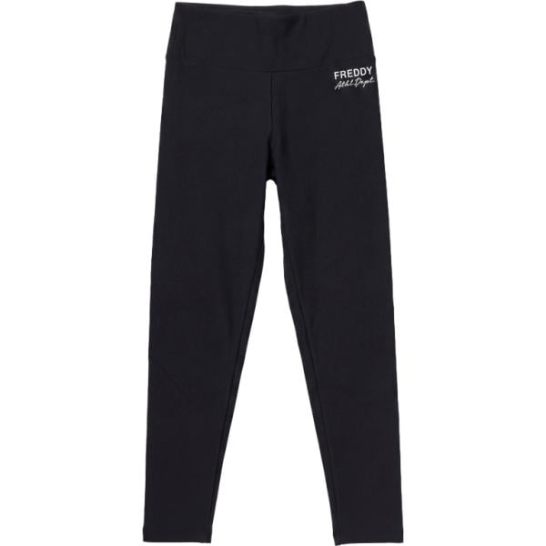 Leggings da donna in nero pece con stampe a vita alta Freddy