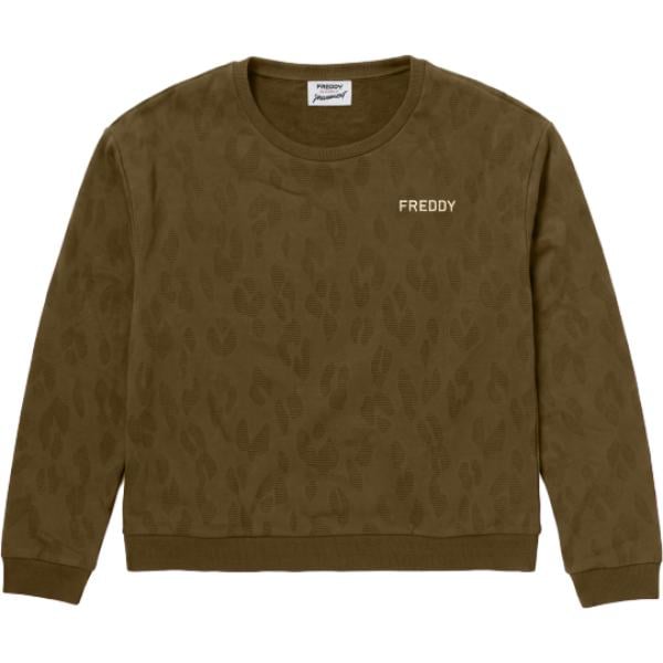 Felpa da donna in marrone scuro a righe con scollo senza tasche Freddy