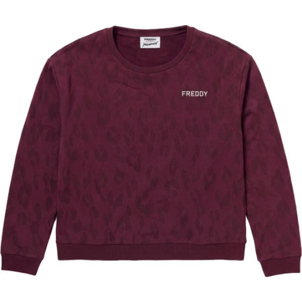 Felpa da donna in marrone scuro a righe con scollo senza tasche Freddy Freddy