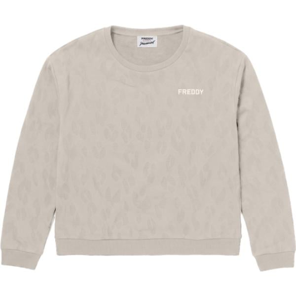 Felpa da donna in bianco avorio a righe con scollo senza tasche Freddy