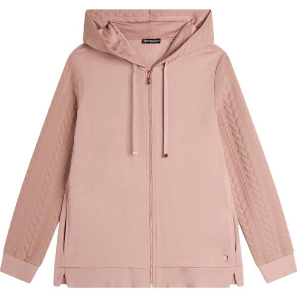 felpa con cappuccio da donna in rosa chiaro collo con cappuccio con zip in plush Freddy