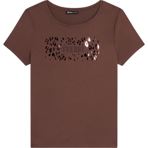t-shirt Freddy marrone con stampe