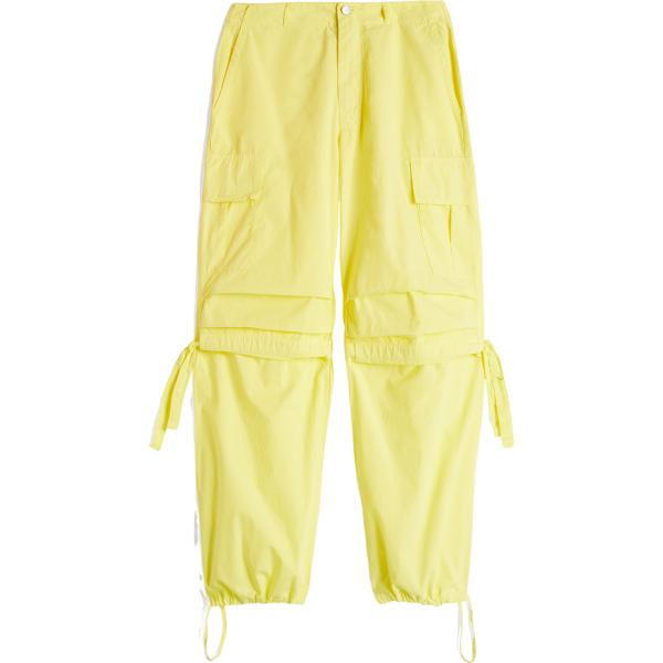 Pantaloni cargo da donna in giallo chiaro con zip Freddy Freddy