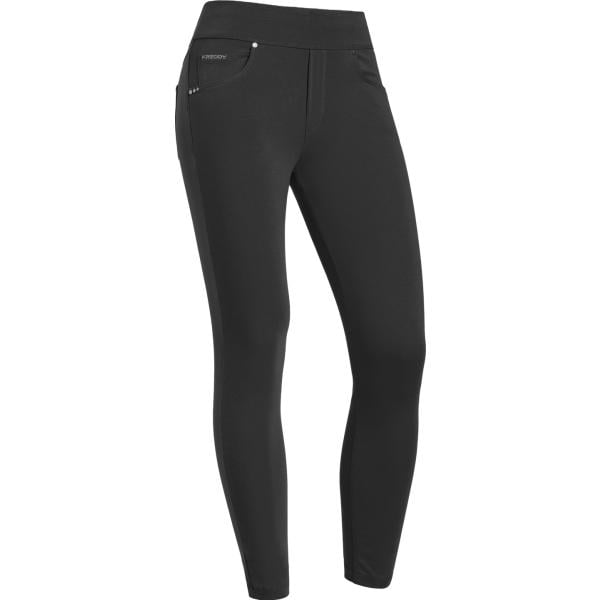 Jeggings da donna in grigio scuro con strass con zip in metallo Freddy Freddy