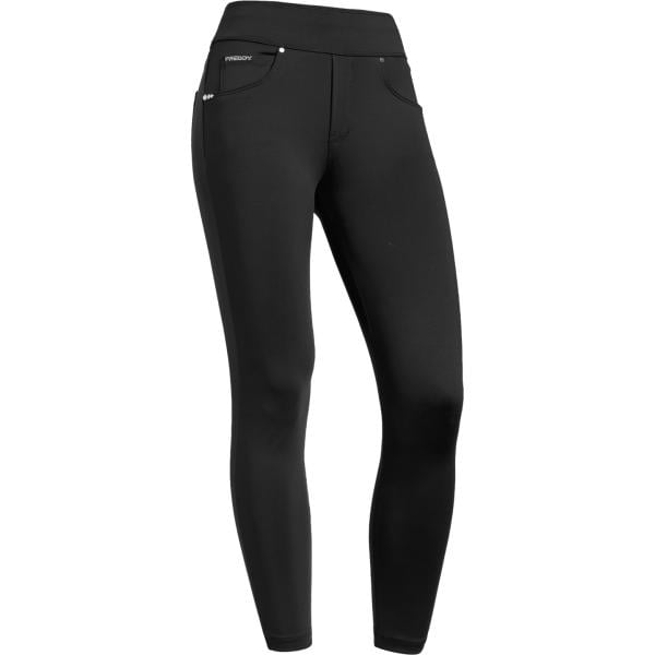 Jeggings da donna in nero pece con strass con zip in metallo Freddy