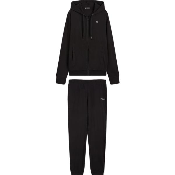 tuta sportiva da donna in nero pece collo con cappuccio con zip in cotone Freddy