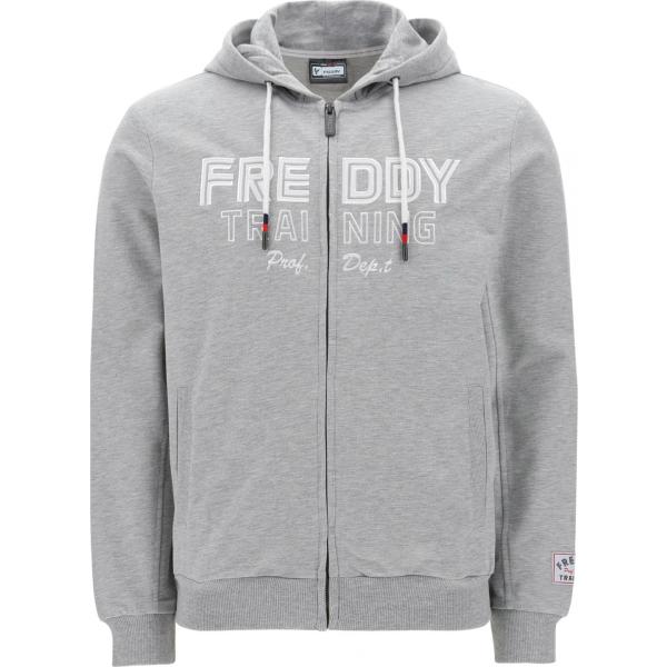 felpe con cappuccio Freddy grigio con stampe