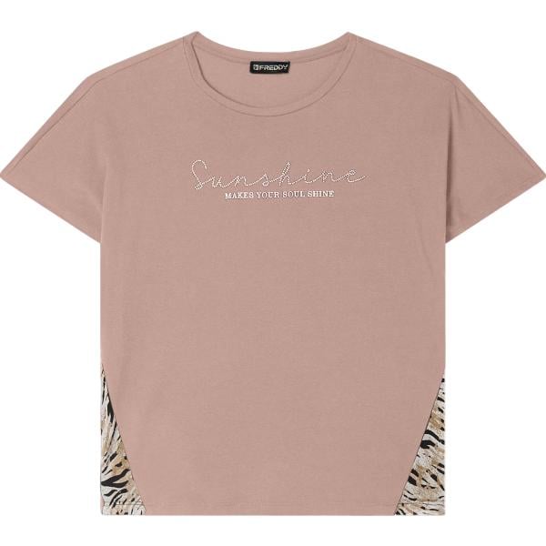 t-shirt Freddy marrone con stampe