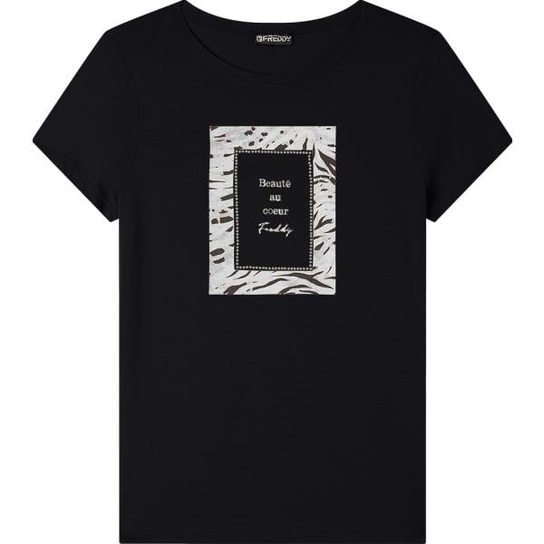 t-shirt Freddy nero animalier