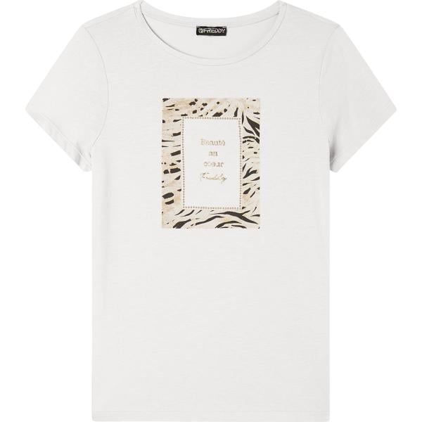 t-shirt Freddy bianco animalier