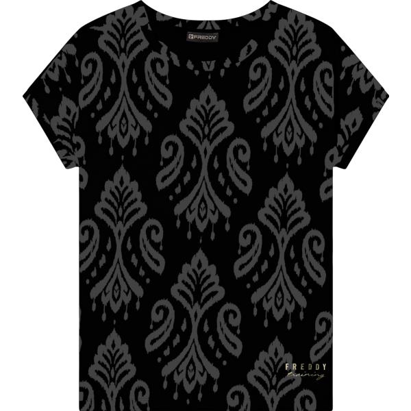 t-shirt Freddy nero a fiori