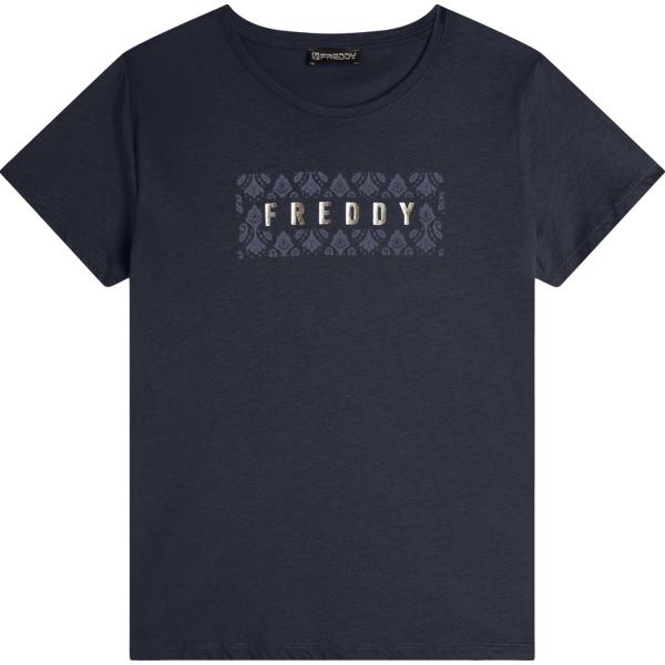 t-shirt Freddy blu a fiori