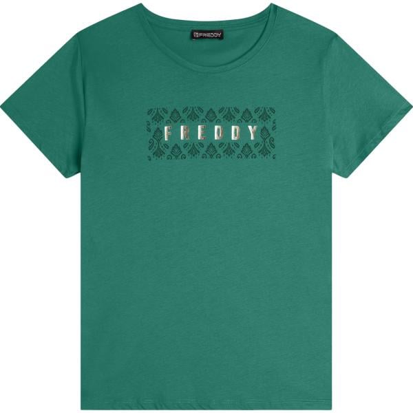 t-shirt Freddy verde a fiori