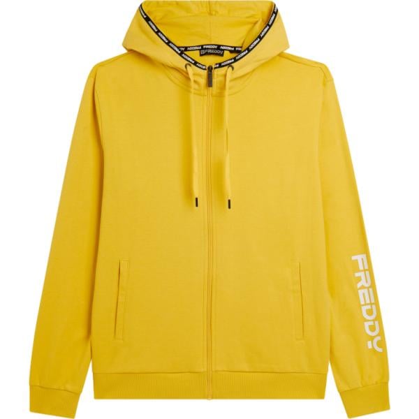 felpe con cappuccio Freddy giallo con stampe