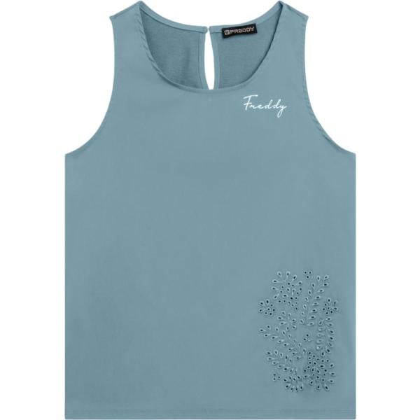 top Freddy blu a fiori