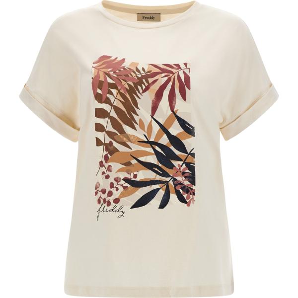 t-shirt Freddy bianco a fiori