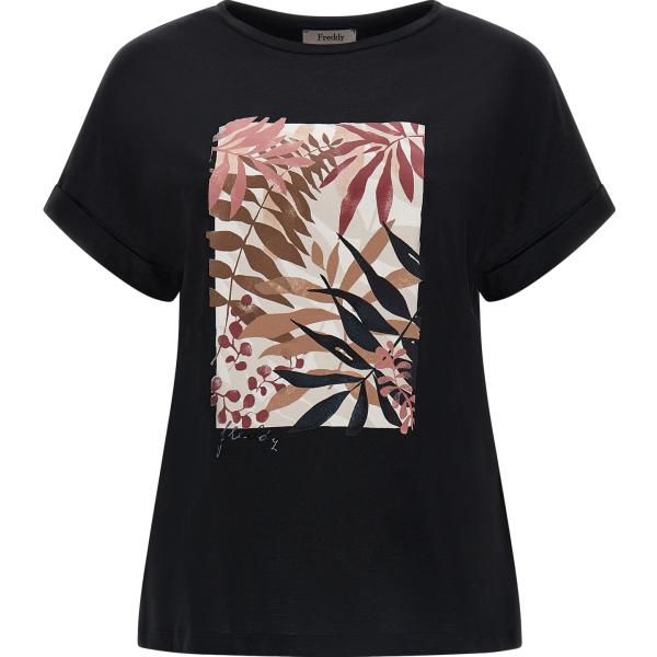 t-shirt Freddy nero a fiori