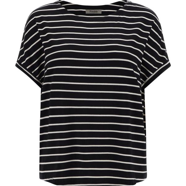 t-shirt Freddy nero a righe