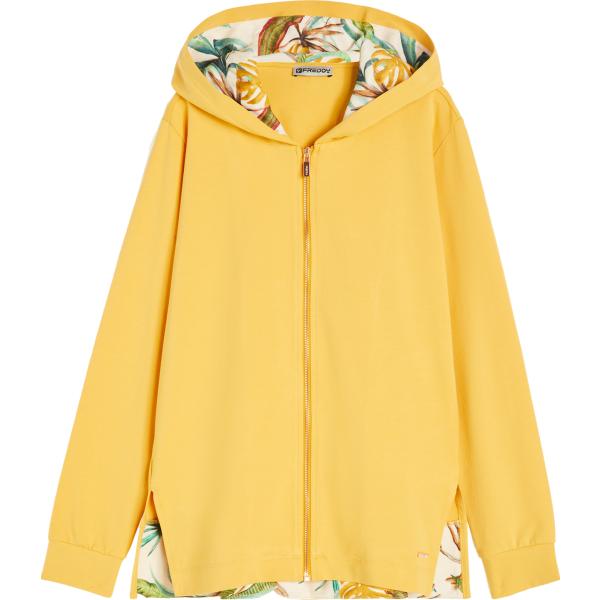 felpe con cappuccio Freddy giallo a fiori
