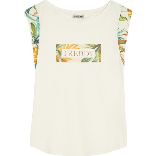 t-shirt Freddy bianco a fiori
