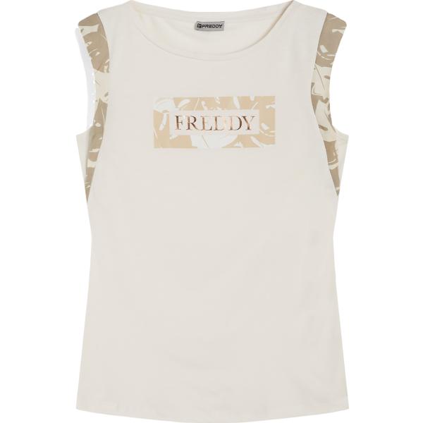 t-shirt Freddy bianco a fiori