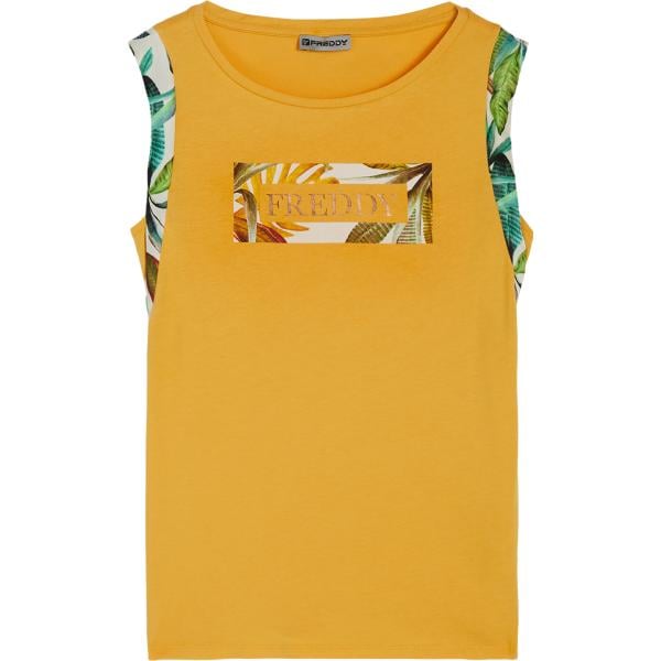 t-shirt Freddy giallo a fiori