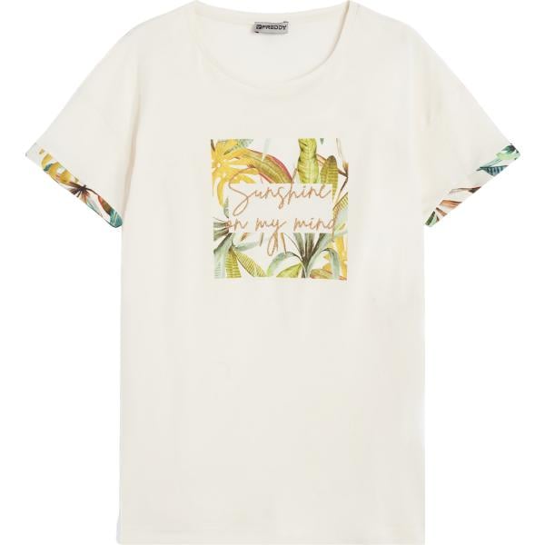 t-shirt Freddy bianco a fiori