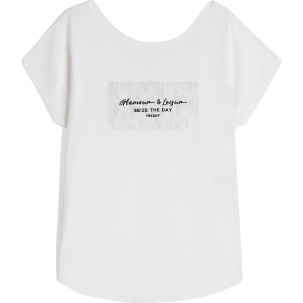 t-shirt Freddy bianco animalier