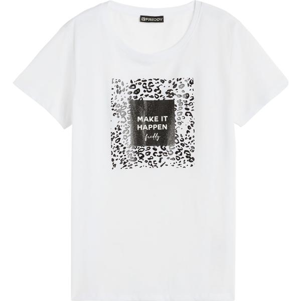 t-shirt Freddy bianco animalier