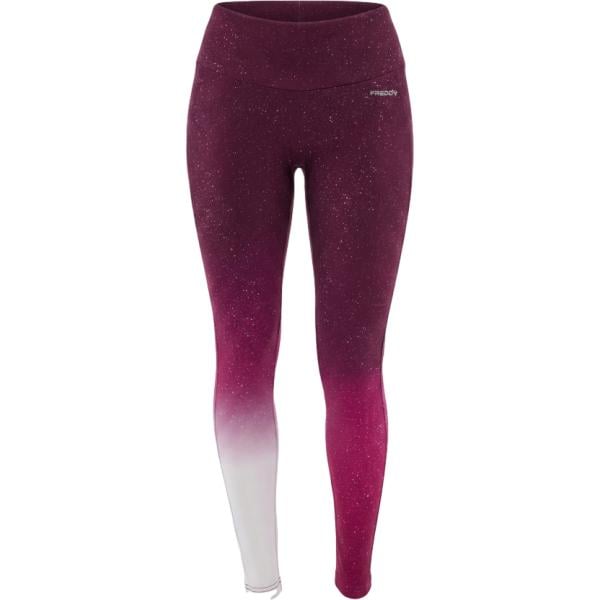 Leggings sportivo da donna in bordeaux con stampe a vita alta Freddy Freddy