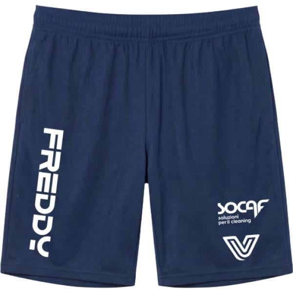 Pantaloni corti da uomo longuette in blu scuro con stampe lavorato a maglia corto a scatto Freddy
