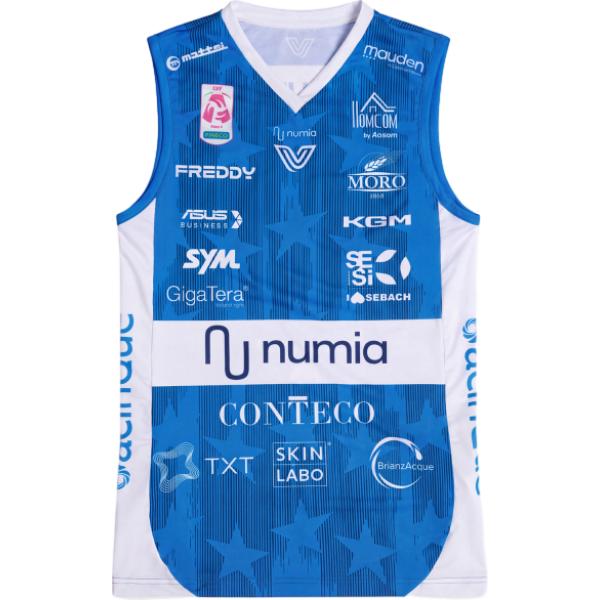 Top sportivo da donna in blu medio con stampe lavorato a maglia collo a v senza maniche Freddy