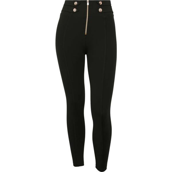 Pantaloni skinny da donna in nero pece maxi a vita alta con zip Freddy