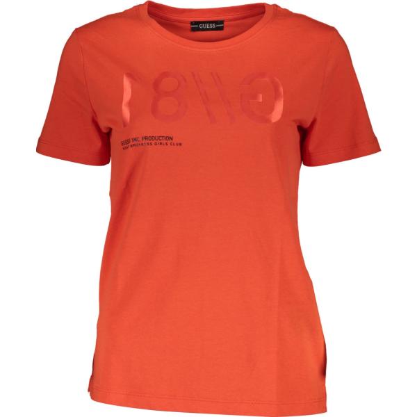 t-shirt Guess jeans rosso con stampe
