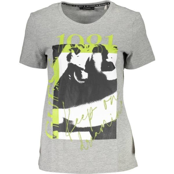 t-shirt Guess jeans grigio con stampe