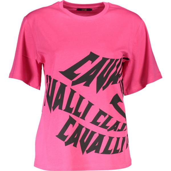 t-shirt Cavalli class rosa con stampe