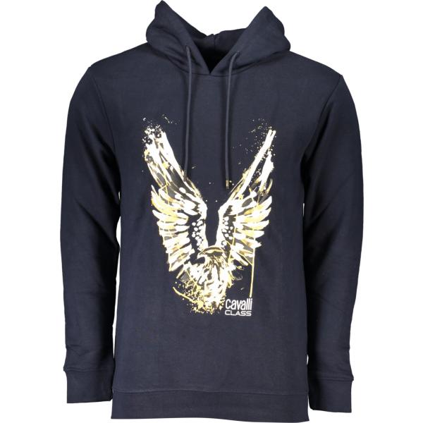 felpe con cappuccio Cavalli class blu con stampe