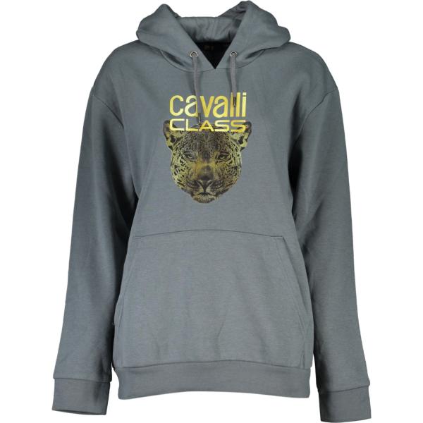 felpe con cappuccio Cavalli class grigio con stampe