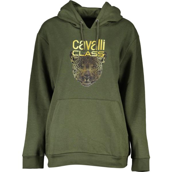 felpe con cappuccio Cavalli class verde con stampe